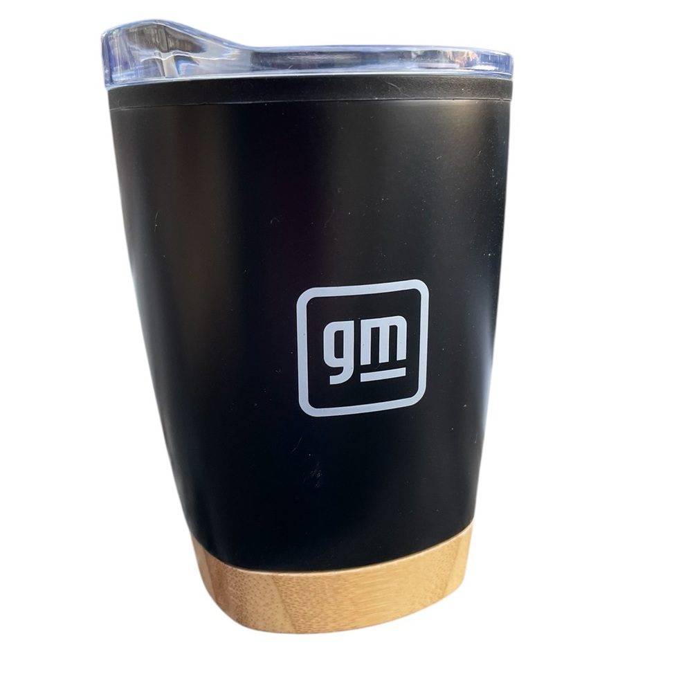 GM Branded 12 oz Double Wall Tumbler with Bamboo Base Never Used
